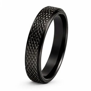 Black Stainless Steel Fidget Spinner Ring Textured Anxiety Band
